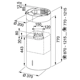 Cappa aspirante a isola TUNNEL FTU PLUS 3707 XS / Acciaio inox