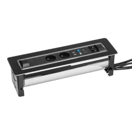 Presa elettrica a scomparsa VERSATURN 3.0 - 2x230V + USB + HDMI / Vetro nero
