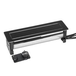 Presa elettrica a scomparsa VERSATURN 3.0 - 2x230V + ricarica USB / Vetro nero