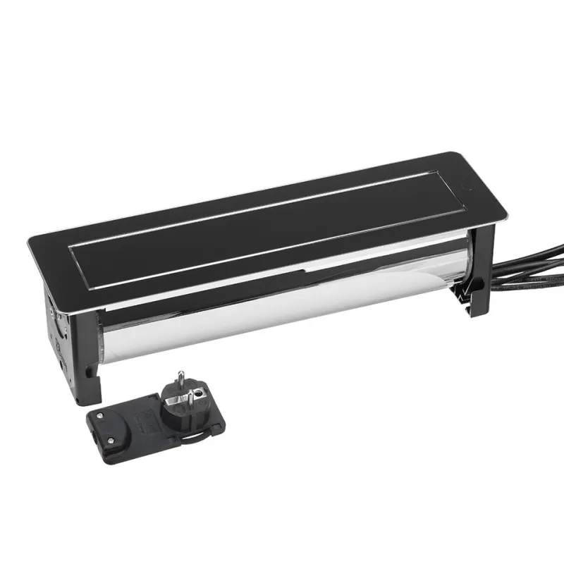 Presa elettrica a scomparsa VERSATURN 3.0 - 2x230V + ricarica USB / Vetro nero
