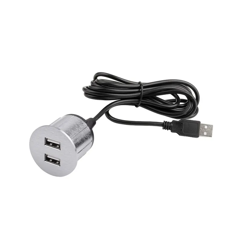 Presa elettrica con caricabatterie USB Round / Acciaio inox