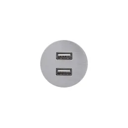 Presa elettrica con caricabatterie USB Round / Acciaio inox