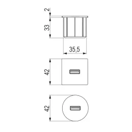 Presa elettrica con caricatore USB Round / Nero opaco