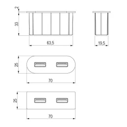 Presa elettrica con caricatore USB Square A+C / Bianco opaco