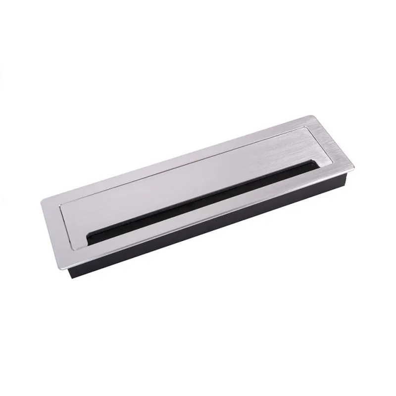 Passacavi LUXURY con ammortizzazione, 300 mm / Alluminio spazzolato