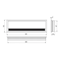 Passacavi MERLIN 320 x 100 mm / Alluminio