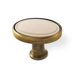 Pomello BERYL OVAL / Ottone anticato – beige naturale