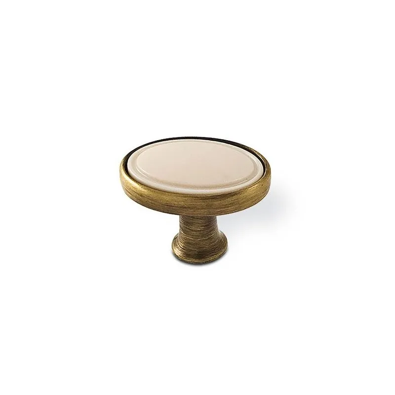 Pomello BERYL OVAL / Ottone anticato – beige naturale