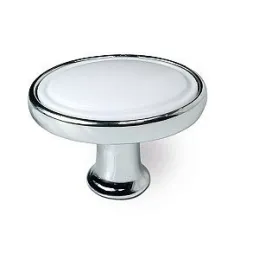 Pomello BERYL OVAL / Cromo lucido – plastica bianca