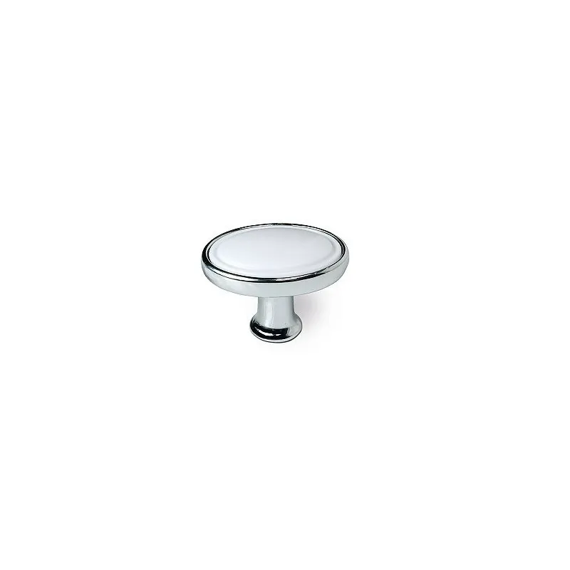 Pomello BERYL OVAL / Cromo lucido – plastica bianca