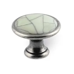 Pomello GARDE / Argento anticato - porcellana craquelé