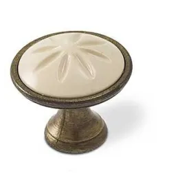 Pomello MAURO / Ottone anticato - plastica beige