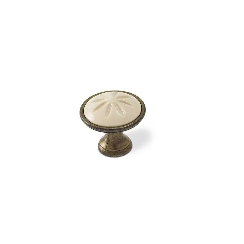 Pomello MAURO / Ottone anticato - plastica beige
