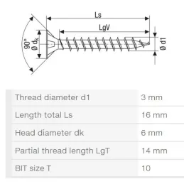 Vite autofilettante per legno TORX nichel / 100 pz.