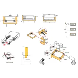 Cassetto ad estrazione totale nascosto KINGSLIDE con ammortizzazione e ganci / 34 kg