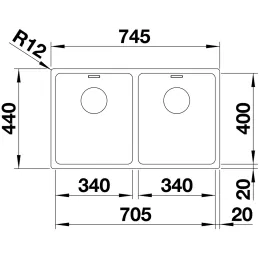 Lavello in acciaio inox Blanco ANDANO 340/340-IF