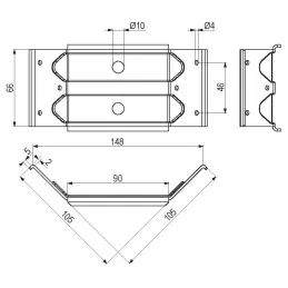 Giunto angolare per tavolo 66 mm / Zinco bianco