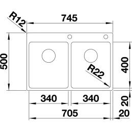 Lavello in acciaio inox Blanco ANDANO 500-IF/A / PushControl