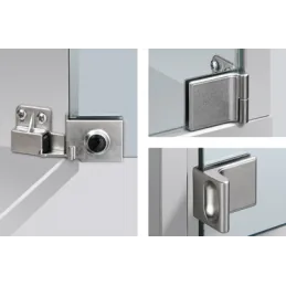 Cerniera per porta in vetro senza foratura / Nichel satinato