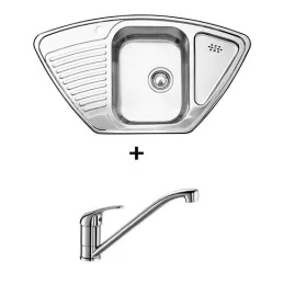 Set lavello in acciaio inox Blanco TIPO 9 E + rubinetto DARAS
