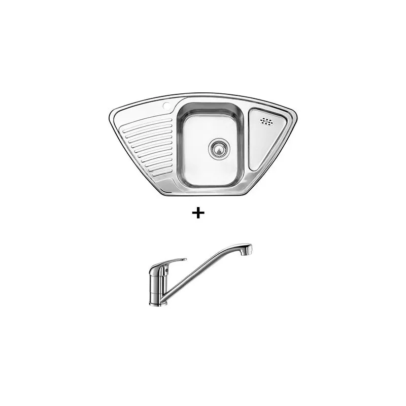 Set lavello in acciaio inox Blanco TIPO 9 E + rubinetto DARAS