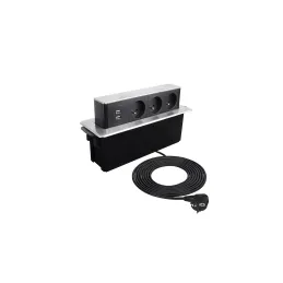 Presa elettrica estraibile HOPBOX FRENCH / Alluminio spazzolato