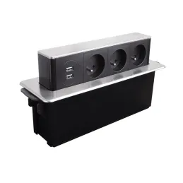Presa elettrica estraibile HOPBOX FRENCH / Alluminio spazzolato