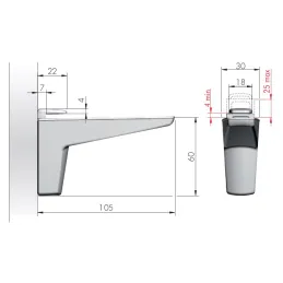 Supporto per ripiano VERDES GLASS / Grigio – coppia