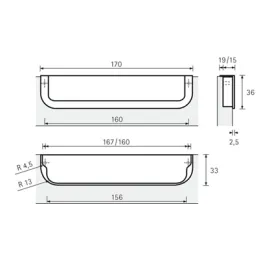Maniglia da incasso GATES / Cromo lucido