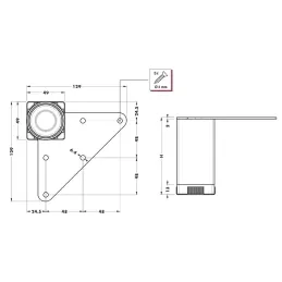 Piedino per mobili KORA / Nero opaco