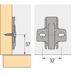 Piastrina per cerniere con viti autofilettanti HETTICH CLIP