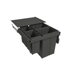 Pattumiera estraibile STAR 600 mm – 2×29 L + 2×8 L con supporti per ante / Antracite