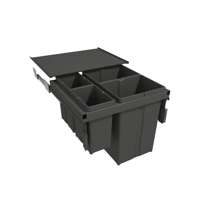 Pattumiera estraibile STAR 600 mm – 2×29 L + 2×8 L con supporti per ante / Antracite