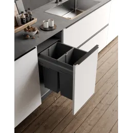 Pattumiera estraibile 450 mm – 2×29 L con attacchi per lo sportello / Antracite