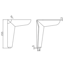 Piedino per mobili LAMBDA / Nero opaco