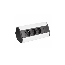 Ciabatta elettrica da incasso CORNER FRENCH 3x 230V / Nera - alluminio